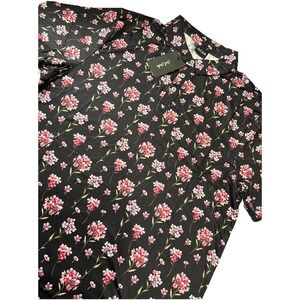 Bad Birdie Men's XL Arcadia Black Pink Floral Short Sleeve Stretch Golf Polo NWT